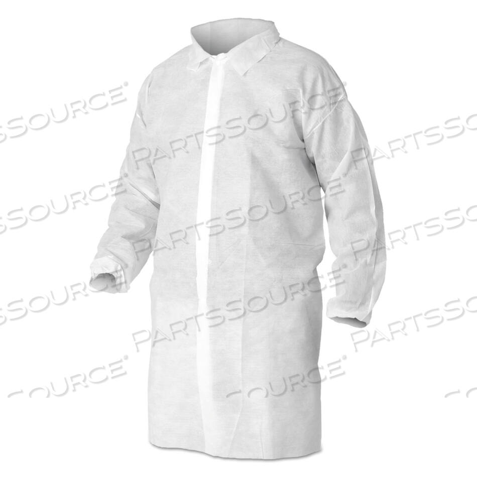 OEM#: 40104A10 ЛЕГКИЕ ЛАБОРАТОРНЫЕ ХАЛАТЫ, ОЧЕНЬ БОЛЬШИЕ, БЕЛЫЕ, 50/КОРОБКА от KleenGuard