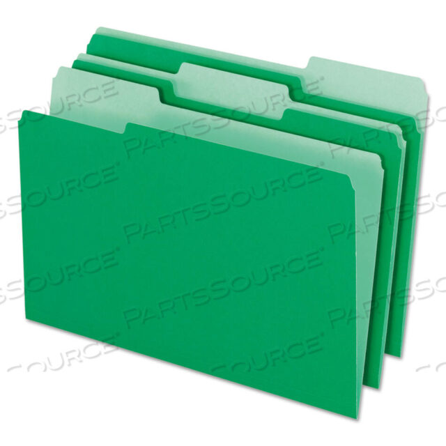 OEM#: 4350 1/3 BGRВНУТРЕННИЕ ПАПКИ ДЛЯ АРХИВОВ, С ЯЗЫКАМИ ШИРИНОЙ 1/3: АССОРТИМЕНТ, ФОРМАТ LEGAL, ЗЕЛЕНЫЕ, 100 ШТ./КОРОБКА от Esselte Pendaflex Corp.