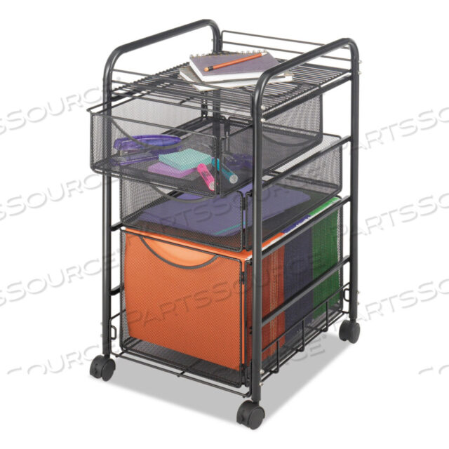 OEM#: 5213BLONYX MESH МОБИЛЬНЫЙ ФАЙЛ С ДВУМЯ ЯЩИКАМИ ДЛЯ РАСХОДНЫХ МАТЕРИАЛОВ, МЕТАЛЛ, 1 ПОЛКА, 3 ЯЩИКА, 15,75 X 17 X 27, ЧЕРНЫЙ от Safco