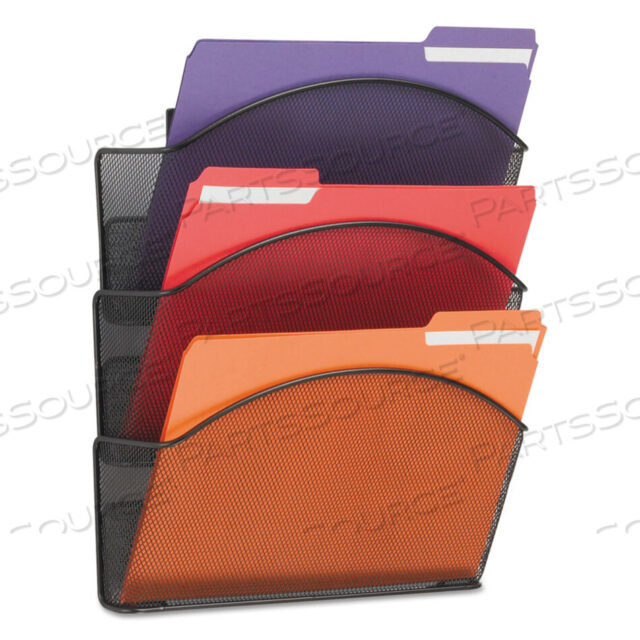 OEM#: 5652BLONYX MESH WALL POCKETS, 3 SECTIONS, LETTER SIZE, 12 X 3.25 X 17.25, BLACK by Safco