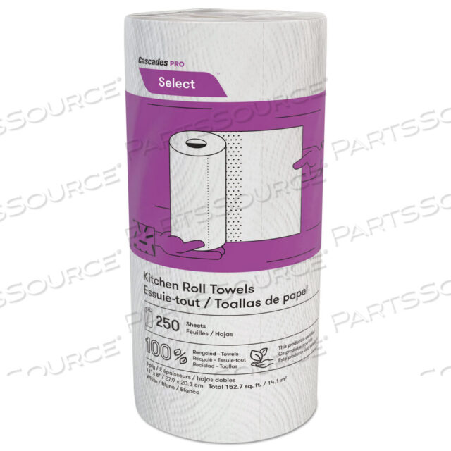 OEM#: K250SELECT КУХОННЫЕ РУЛОННЫЕ ПОЛОТЕНЦА, 2-СЛОЙНЫЕ, 8 X 11, 250/РУЛОН, 12/КОРОБКА от Cascades PRO