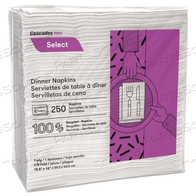 OEM#: N050SELECT САЛФЕТКИ ДЛЯ СТОЛА, 1-СЛОЙНЫЕ, БЕЛЫЕ, 15,5 X 16, 250 шт./УПАКОВКА, 12 шт./КОРОБКА от Cascades PRO