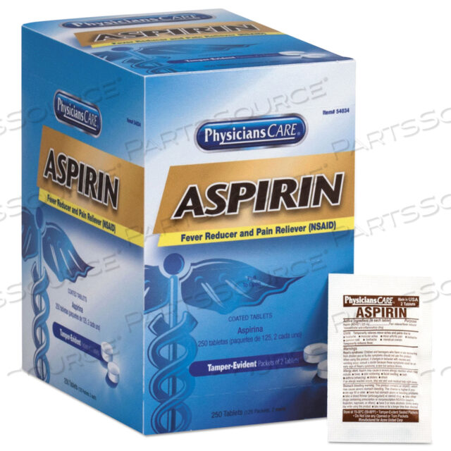 OEM#: 54034 ТАБЛЕТКИ АСПИРИНА, 250/КОРОБКА от Physicianscare