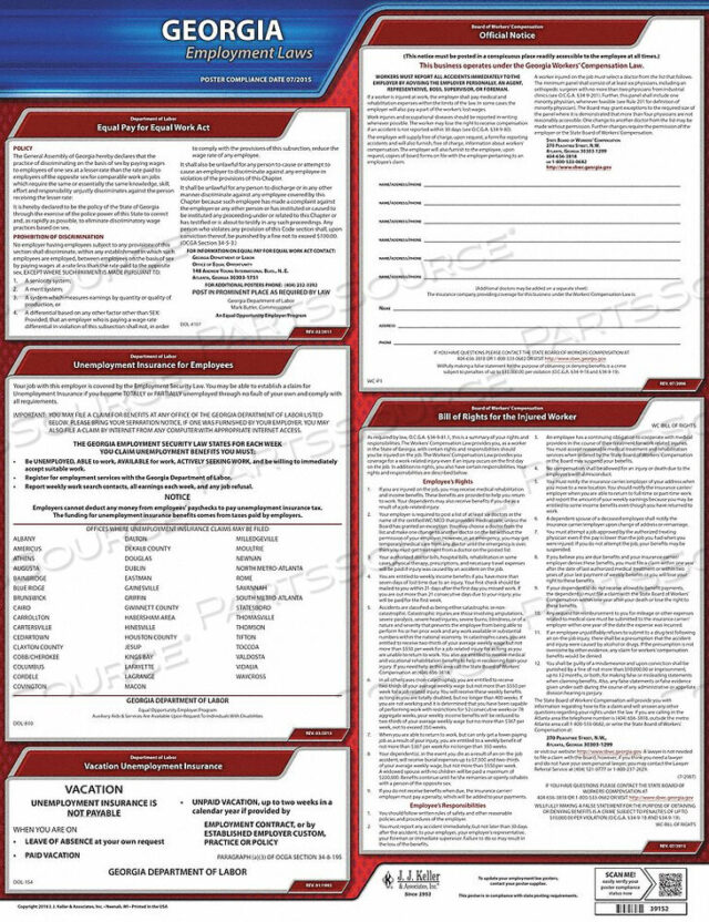 OEM#: 100-GALABOR LAW ПЛАКАТ STATE LABOR GA от J.J. Keller & Associates