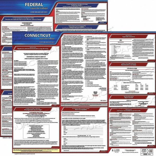 OEM#: 200-CT-1ПЛАКАТ ПО ТРУДОВОМУ ПРАВУ FED/STA CT SP 20INH 1YR от J.J. Keller & Associates
