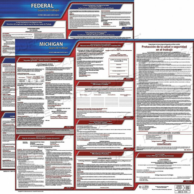 OEM#: 200-MI-KLABOR LAW ПЛАКАТ НАБОР MI SPANISH 27 ДЮЙМОВ W от J.J. Keller & Associates