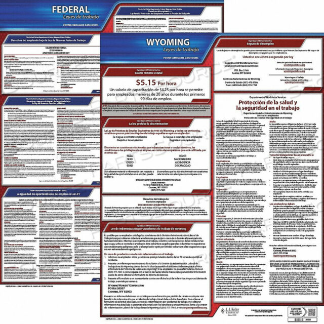 OEM#: 200-WY-KLABOR LAW ПЛАКАТ WY SPANISH 19 ДЮЙМОВ W от J.J. Keller & Associates
