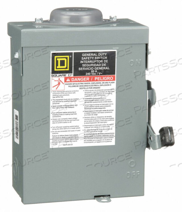 OEM#: DU222RBАВАРИЙНЫЙ ВЫКЛЮЧАТЕЛЬ 240 В переменного тока 2PST 60 AMPS AC by Square D