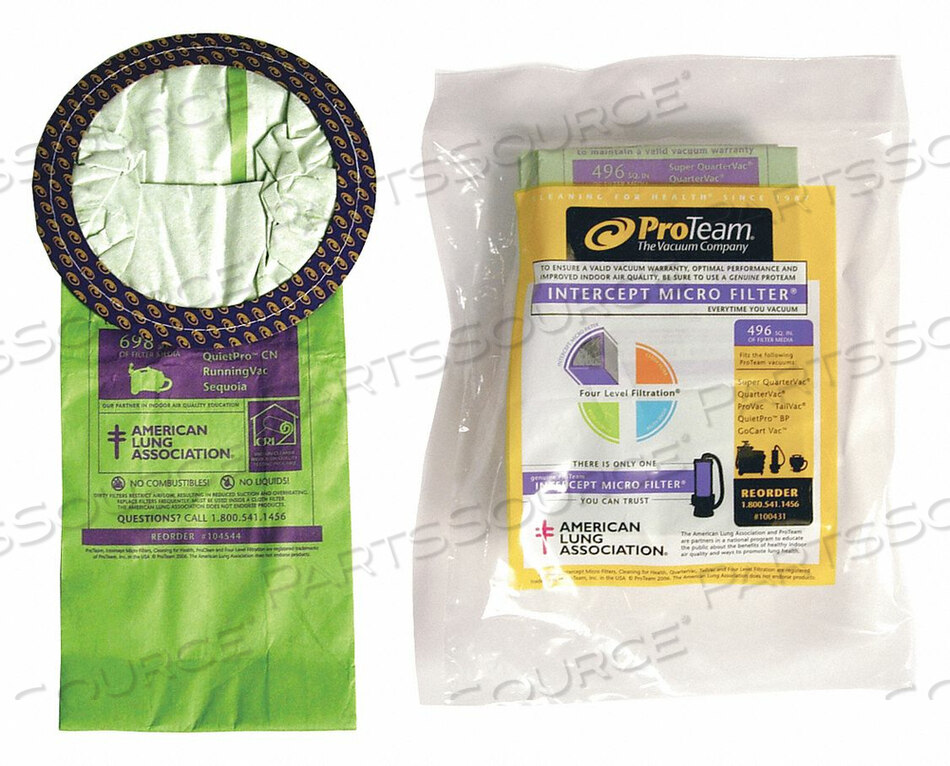 OEM#: 1004316 QT. INTERCEPT MICRO FILTER BAG, ОТКРЫТЫЙ ВОРОТНИК 10/УПАК от Proteam