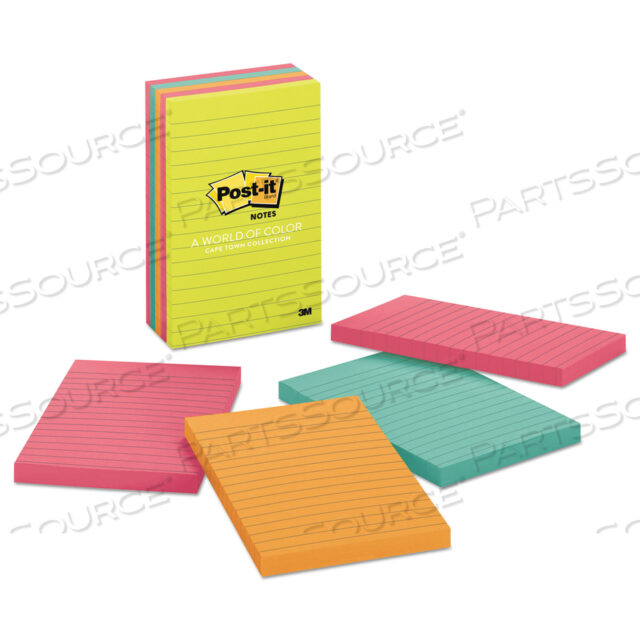 ORIGINAL PADS IN POPTIMISTIC COLLECTION COLORS, NOTE RULED, 4 X 6, 100 SHEETS/PAD, 5 PADS/PACK