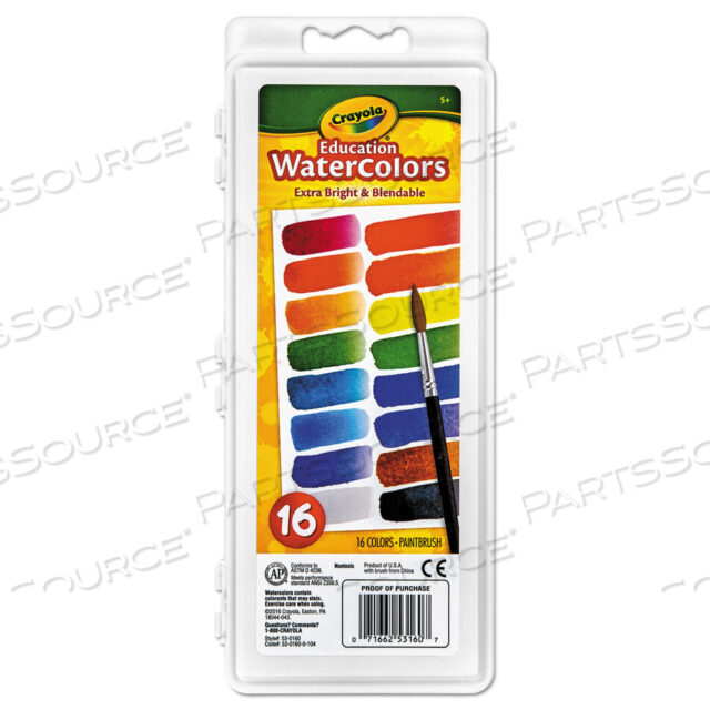 OEM#: 530160АКВАРЕЛЬНЫЕ КРАСКИ, 16 РАЗНЫХ ЦВЕТОВ, ПАЛИТРА-ЛОТОК от Crayola