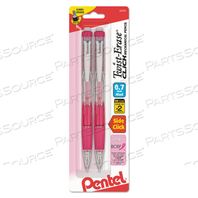 OEM#: PD277TBP2C-BCTWIST-ERASE CLICK МЕХАНИЧЕСКИЙ КАРАНДАШ, 0,7 ММ, HB (#2.5), ЧЕРНЫЙ ГРАФИФ, РОЗОВЫЙ КОРПУС, 2 ШТ. В УПАКОВКЕ от Pentel of America