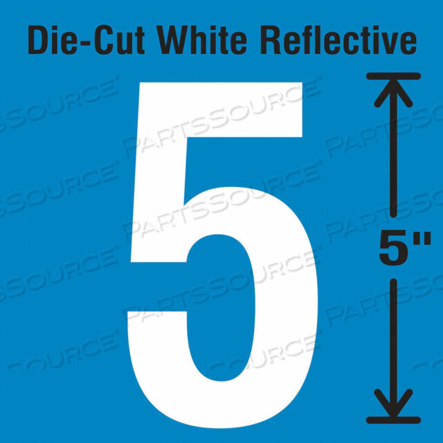 OEM#: DWR-5-5-5СВЕТООТРАЖАЕМАЯ ШТАМПОВАННАЯ ЭТИКЕТКА С НОМЕРОМ 5 PK5 от Strance, Inc.
