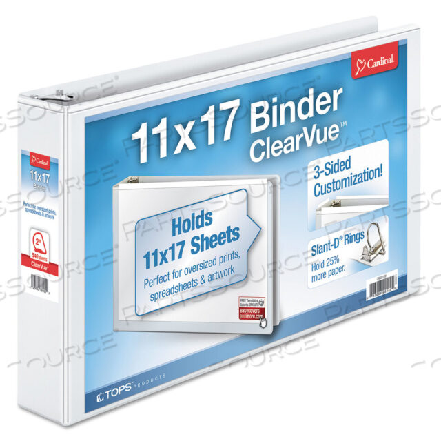 OEM#: 22132ПАПКА-ПАПКА CLEARVUE SLANT-D, 3 КОЛЬЦА, ВМЕСТИМОСТЬЮ 2, 11 X 17, БЕЛАЯ от Cardinal