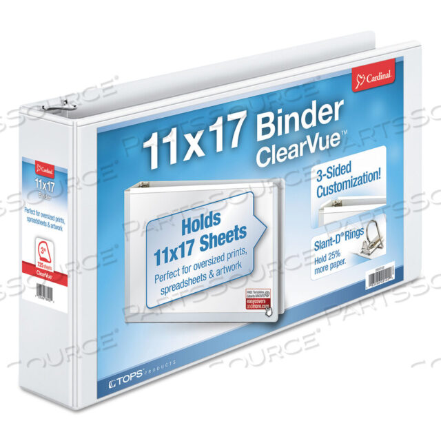 OEM#: 22142ПАПКА-ПАПКА CLEARVUE SLANT-D, 3 КОЛЬЦА, ВМЕСТИМОСТЬЮ 3, 11 X 17, БЕЛАЯ от Cardinal