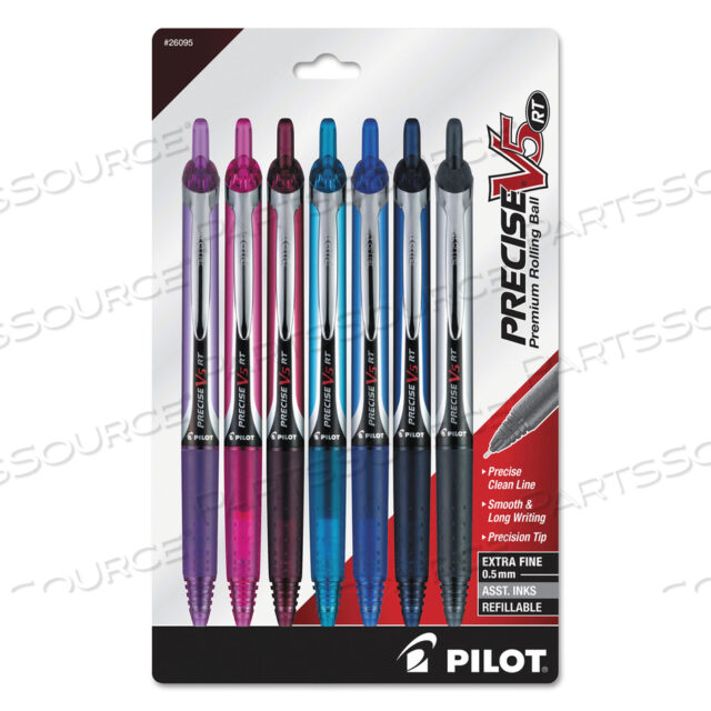OEM#: 26095ШАРИКОВАЯ РУЧКА-РОЛЛЕР PRECISE V5RT, ВЫДВИЖНАЯ, СВЕРХТОНКАЯ 0,5 ММ, РАЗНЫЕ ЦВЕТА ЧЕРНИЛ И КОРПУСА, 7 ШТ. В УПАКОВКЕ от Pilot