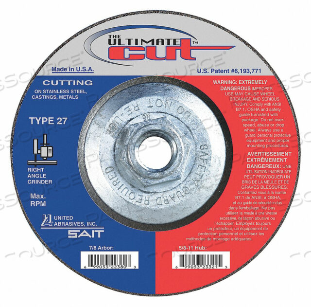 OEM#: 23308АБРАЗИВНЫЙ ОТРЕЗНОЙ КРУГ 12 200 ОБ/МИН от United Abrasives-Sait
