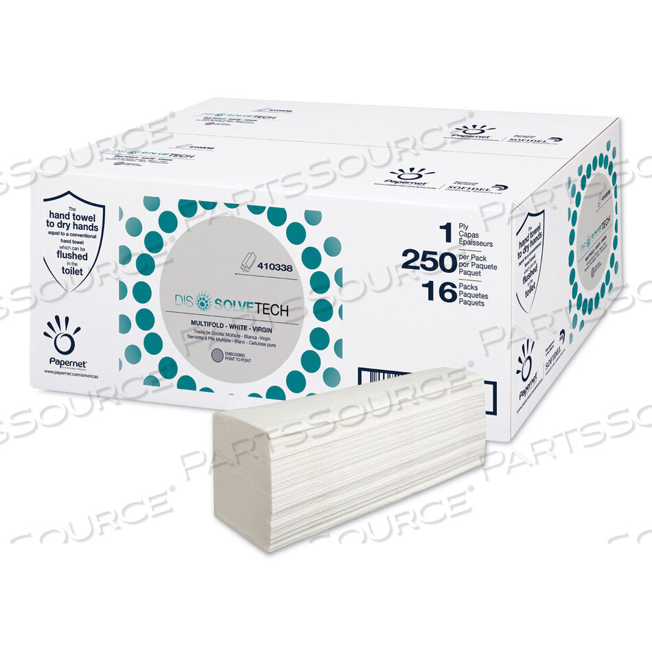 OEM#: 410338БУМАЖНОЕ ПОЛОТЕНЦЕ DISSOLVETECH, 5,3 X 8, БЕЛОЕ, 250/УПАК, 16 УПАКОВОК/КОРОБКА от Papernet