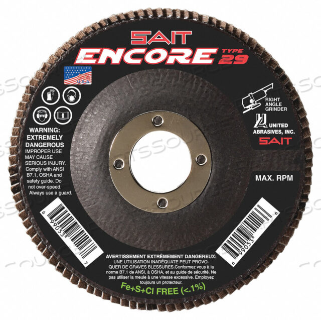 OEM#: 79105 ЛЕПЕСТКОВЫЙ ДИСК 4-1/2 ДЮЙМА 36 GRIT 13 300 ОБ/МИН от United Abrasives-Sait