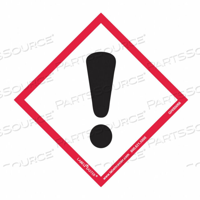 OEM#: GHIS0066GHS ЭТИКЕТКА С ВОСКЛИЦАТЕЛЬНЫМ ЗНАКОМ 4 H 4 W PK100 от Labelmaster