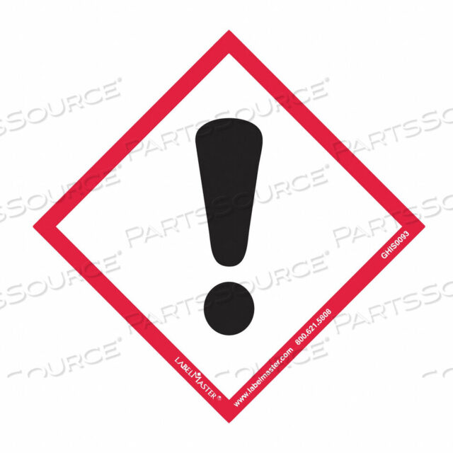 OEM#: GHIS0093GHS ЭТИКЕТКА С ВОСКЛИЦАТЕЛЬНЫМ ЗНАКОМ 4 H 4 W PK50 от Labelmaster