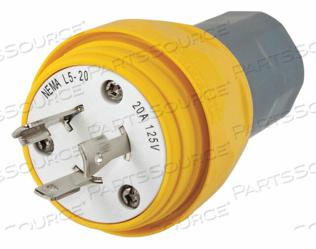 OEM#: HBL26W47LOCKING, ВОДОНЕПРОНИЦАЕМАЯ ВИЛКА, 20A, 125V 1 ФАЗА, 2P 3W ТЕРМОПЛАСТИЧНЫЙ ЭЛАСТОМЕР ЖЕЛТЫЙ от Hubbell Incorporated, Wiring Device-Kellums