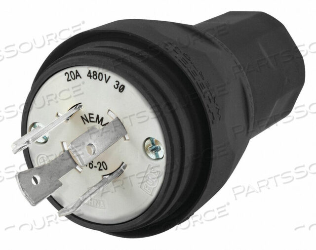 OEM#: HBL26W76BKWT ВИЛКА L16-20P 20A 480VAC ЧЕРНАЯ от Hubbell Incorporated, Wiring Device-Kellums