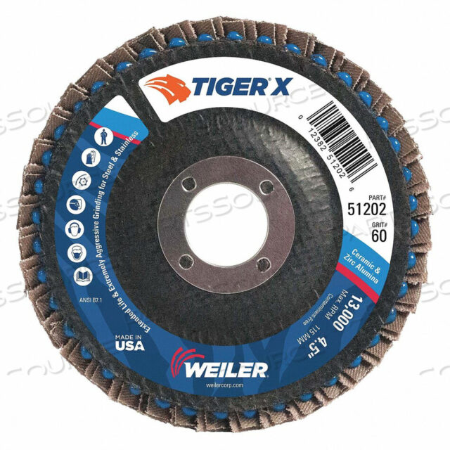 OEM#: 98902J1582 ЛЕПЕСТКОВЫЙ ДИСК 4-1/2 ДЮЙМА X 60 ЗЕРНИСТОСТЬ 13000 ОБ/МИН от Weiler