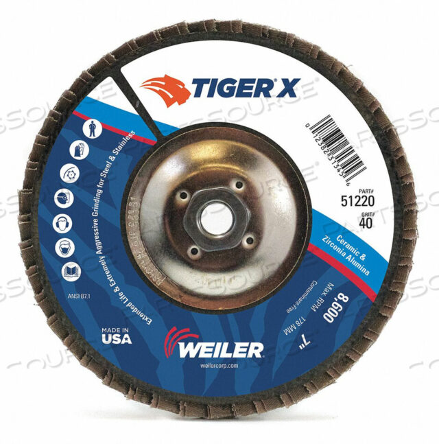 OEM#: 98924J1587 ЛЕПЕСТКОВЫЙ ДИСК 4-1/2 ДЮЙМА X 60 GRIT 7/8 13000 ОБ/МИН от Weiler