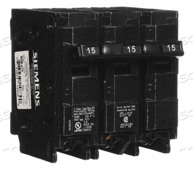 OEM#: Q315АВТОМАТИЧЕСКИЙ ВЫКЛЮЧАТЕЛЬ 15A PLUG IN 240V 3P от Siemens