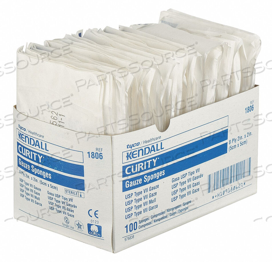 OEM#: KCGS019806ГУБКА СТЕРИЛЬНАЯ БЕЛАЯ МАРЛЕВАЯ PK100 от Kendall - Covidien