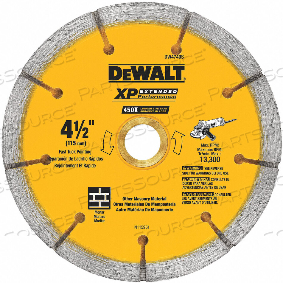 OEM#: DW4740SDIAMOND SAW BLADE ДИАМЕТР ПОЛОТНА 4-1/2 ДЮЙМА от DeWalt