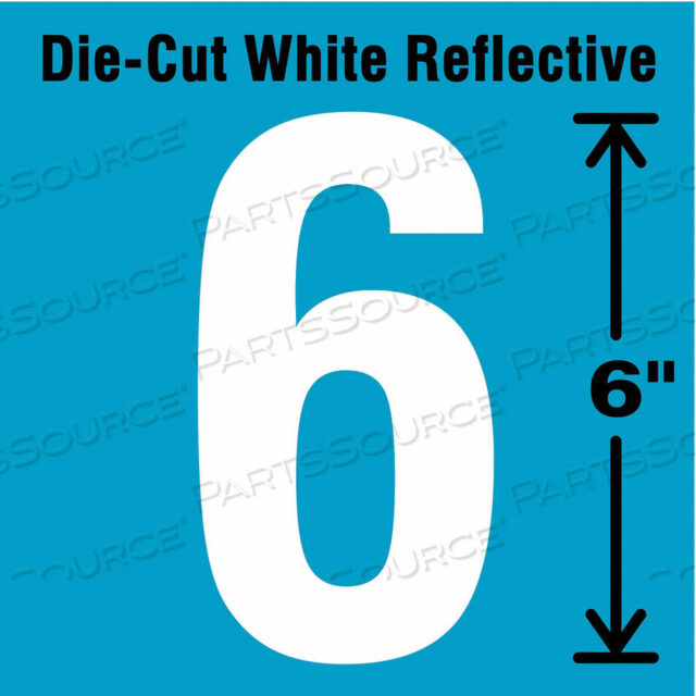 OEM#: DWR-6-6-EADIE-CUT СВЕТООТРАЖАЮЩАЯ ЭТИКЕТКА С НОМЕРОМ 6 6 ДЮЙМОВ H от Strance, Inc.