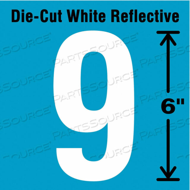 OEM#: DWR-6-9-EADIE-CUT СВЕТООТРАЖАЮЩАЯ ЭТИКЕТКА С НОМЕРОМ 9 6 ДЮЙМОВ H от Strance, Inc.