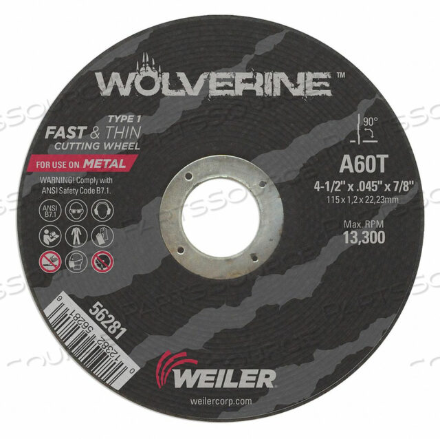 OEM#: 56281CW 4-1/2 X 0.045 X 7/8 A60TWB от Wolverine