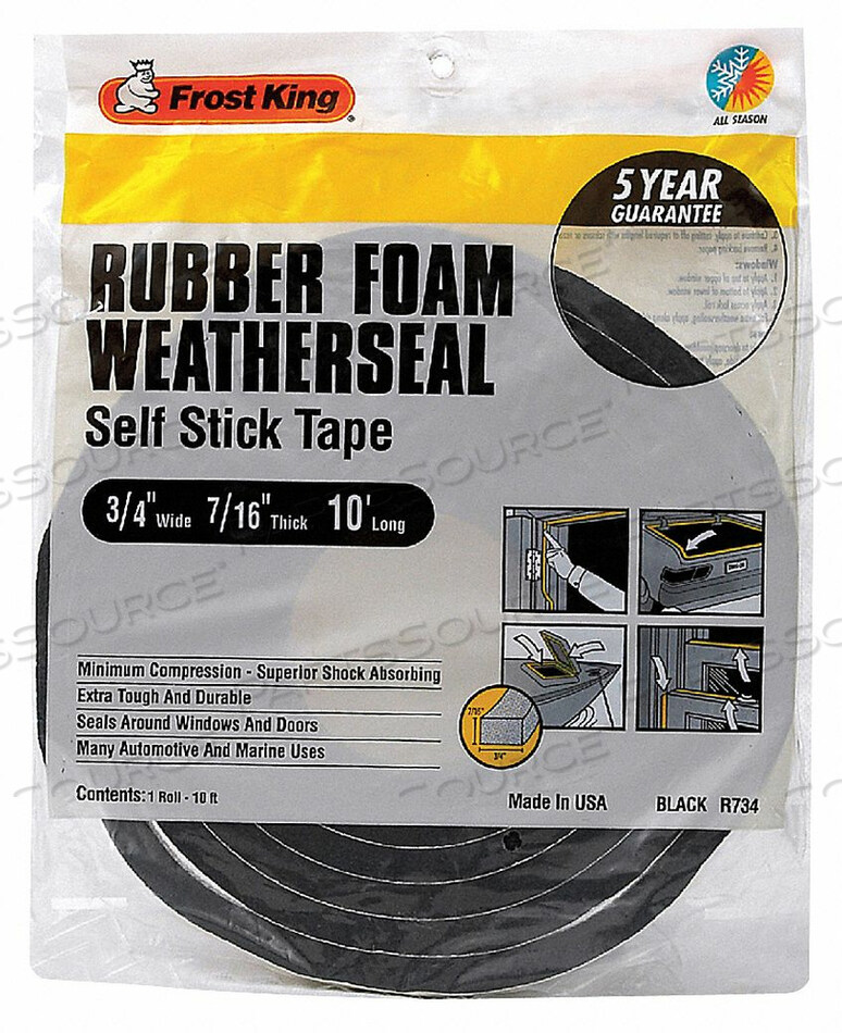 OEM#: R734HH3685 ЛЕНТА ИЗ ВСПЕНЕННОЙ ГУБЧАТОЙ РЕЗИНЫ 3/4 ДЮЙМА X 10 ФУТОВ от Thermwell Products Co., Inc.