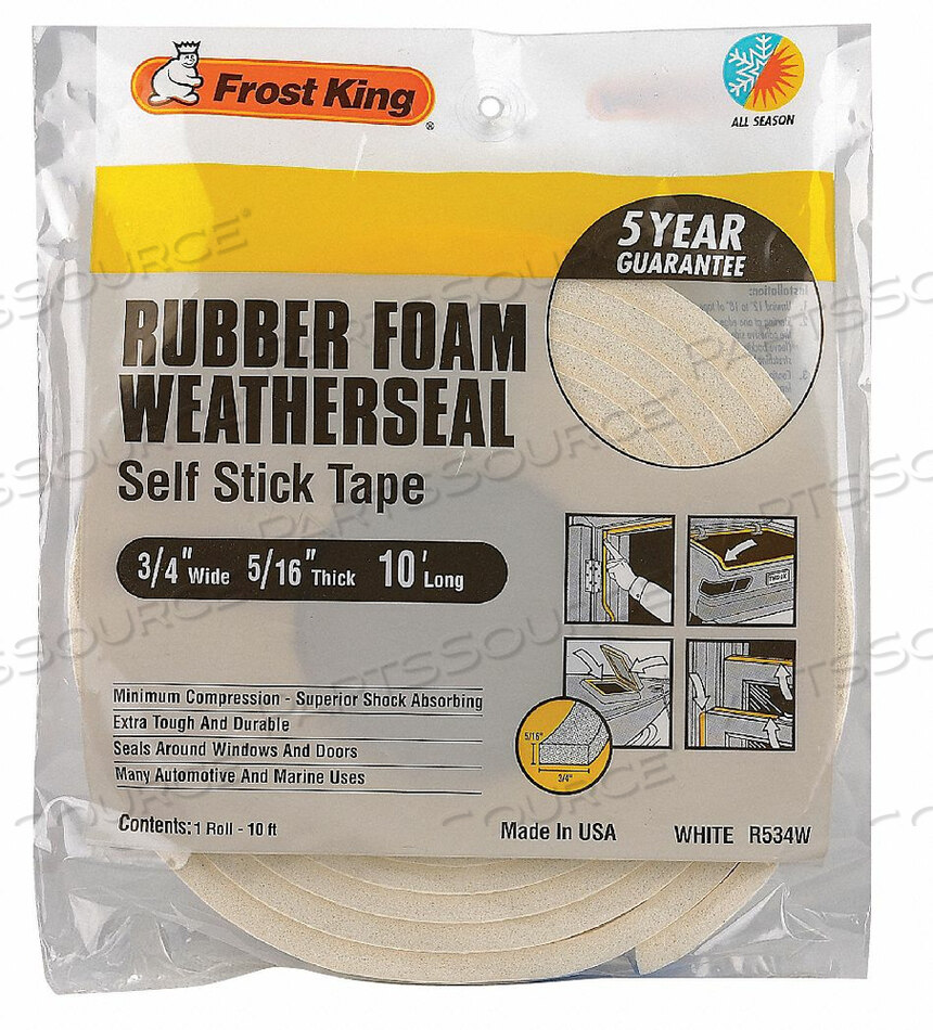 OEM#: R534WAH3683 Лента из вспененной резины SPNGE 3/4INX10 футов 8 мил от Thermwell Products Co., Inc.