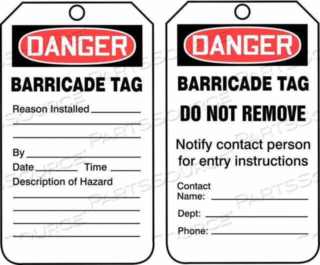 OEM#: TAB104PTPDANGER BARRICADE TAG, RP-PLASTIC, 25 шт./УПАКОВКА от Accuform Manufacturing, Inc.