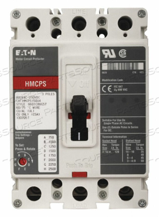 OEM#: HMCPS015E0CCВЫКЛЮЧАТЕЛЬ 15A 3P 600VAC HMCP от Eaton