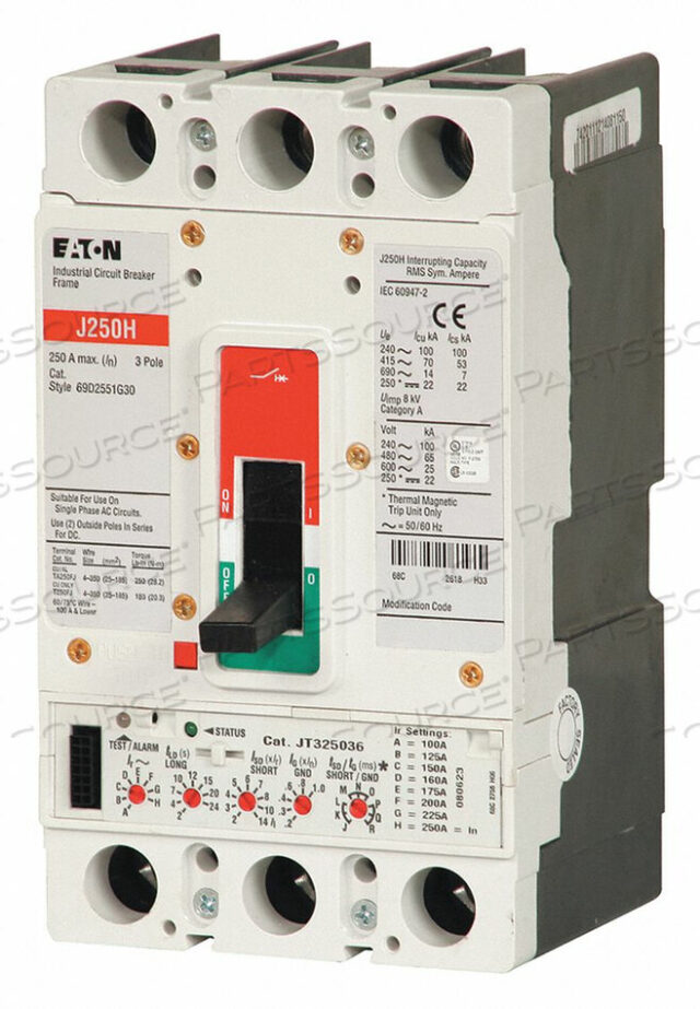 OEM#: JGH3200FAGCВЫКЛЮЧАТЕЛЬ, ЛИТОЙ КОРПУС, 3P, 100 KA IR ПРИ 240 В ПЕРЕМЕННОГО ТОКА, 200A от Eaton