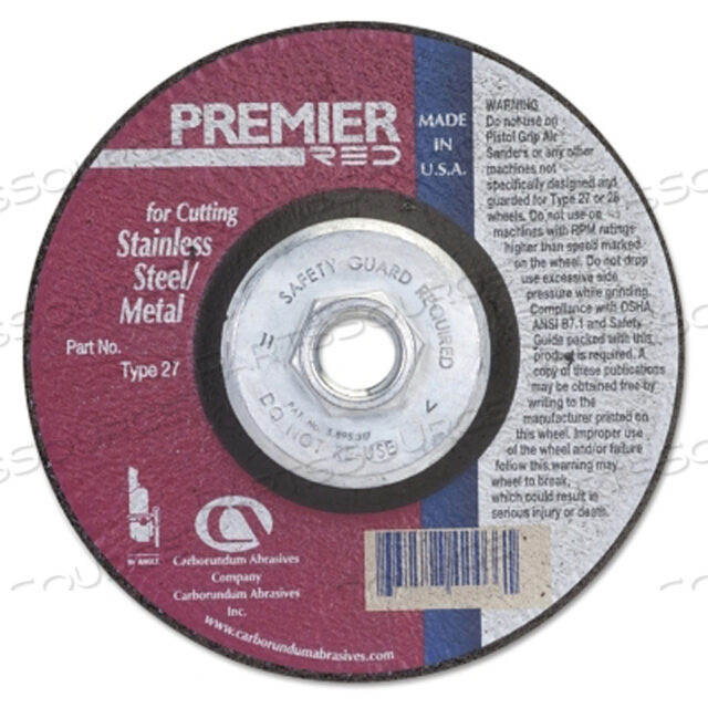 OEM#: 05539502889PREMIER RED ZIRCONIA ALUMINA, 9 ДЮЙМОВ ДИАМЕТРОМ, 1/4 ДЮЙМА ТОЛЩИНОЙ, 24 ЗЕРНИСТОСТЬ ZIRCONIA ALUMINA от Norton | Saint-Gobain Abrasives