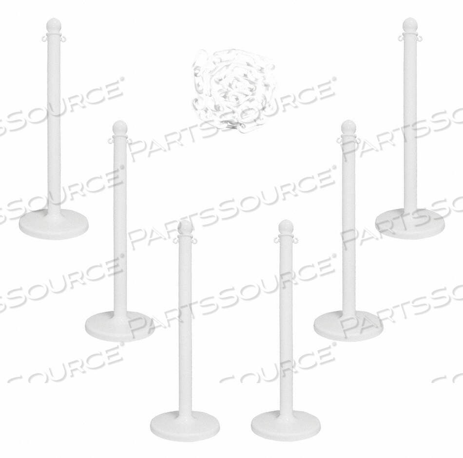 OEM#: 71101-6 КОМПЛЕКТ ПЛАСТИКОВЫХ СТОЙОК, БЕЛЫЙ, 6 шт. 50 ИЗ 2 ЦЕПЕЙ, 2,5 ПОЛКИ, 14 ОСНОВАНИЙ, 40H от Mr. Chain