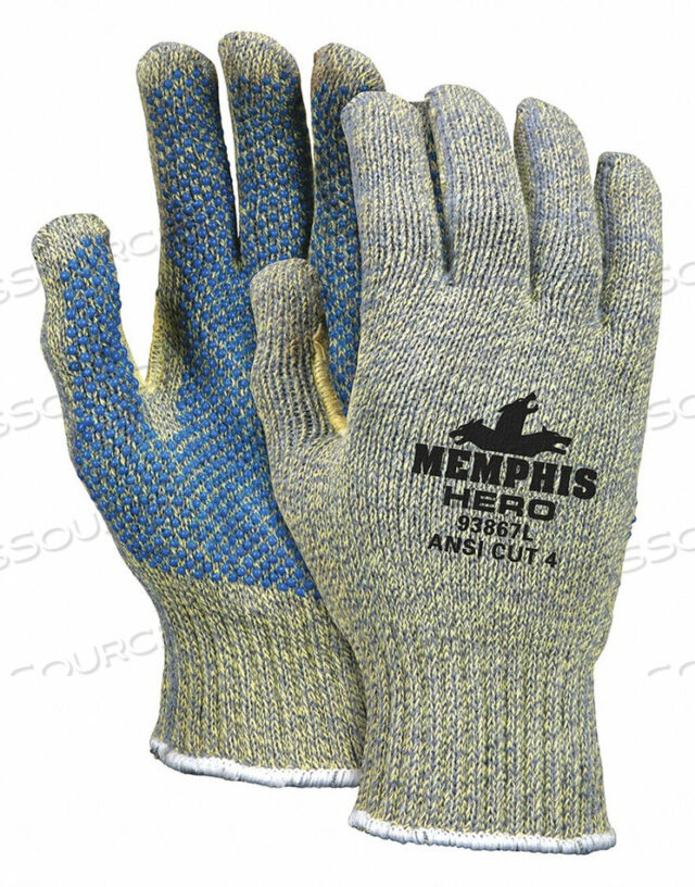 OEM#: 93867LMCR SAFETY CUT PRO HERO A6, КАЛИБРОВКА 7, ОБЫЧНЫЙ ВЕС, КЕВЛАР/НЕРЖАВЕЮЩАЯ СТАЛЬ/НЕЙЛОН, ТОЧКИ ПВХ С 1 СТОРОНЫ, УРОВЕНЬ ПОРЕЗА A6, ИСТИРАНИЕ 3, ЛОВКОСТЬ 5 от MCR Safety