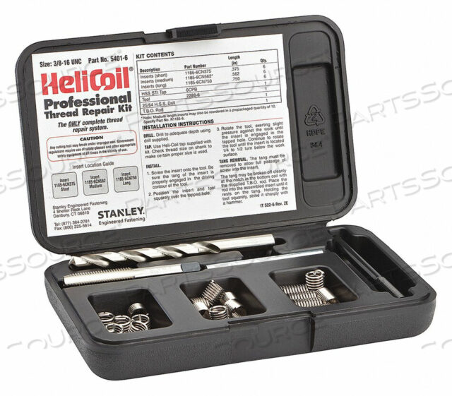 OEM#: 5401-6КОМПЛЕКТ ДЛЯ РЕМОНТА РЕЗЬБЫ 304 SS 3/8-16 18 ШТ. от Heli-Coil