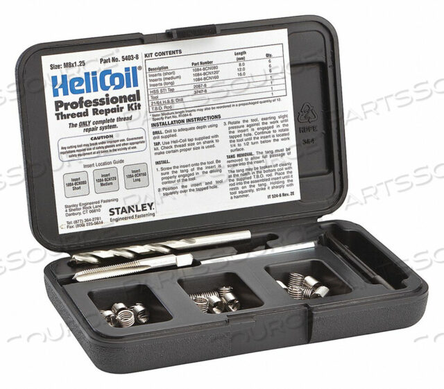 OEM#: 5403-8КОМПЛЕКТ ДЛЯ РЕМОНТА РЕЗЬБЫ 304 SS M8X1.25 18 ШТ. от Heli-Coil