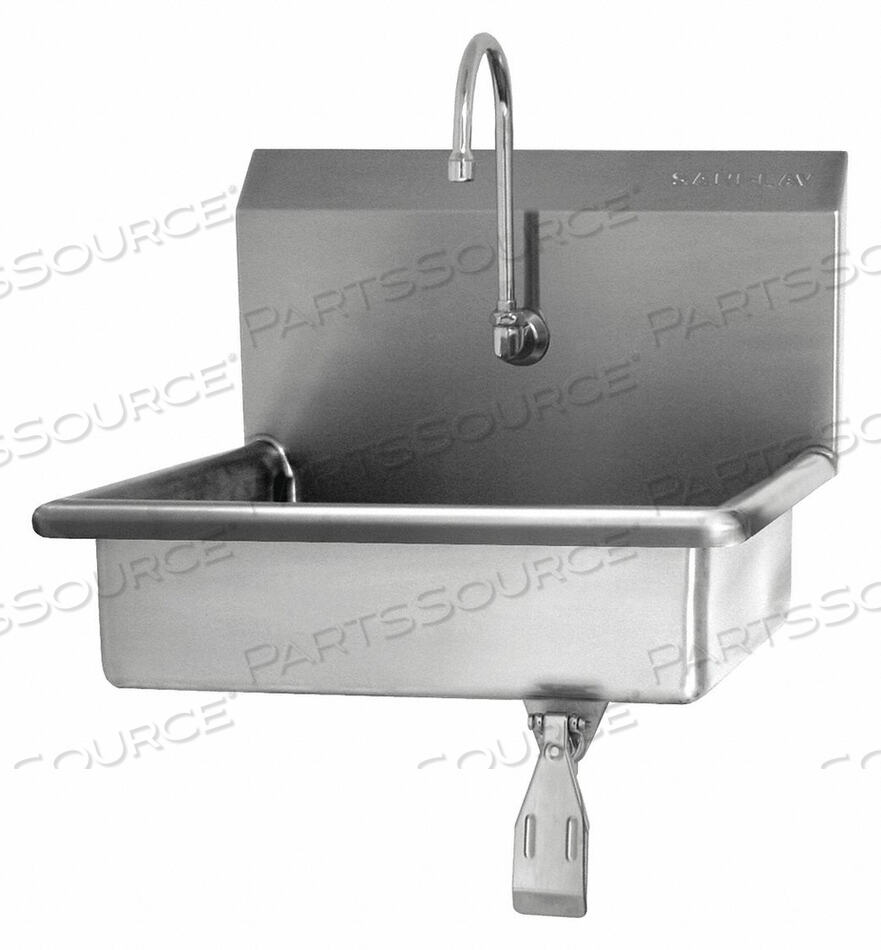 OEM#: 6081-0.5WALL MOUNT SINK WITH SINGLE KNEE PEDAL VALVE, LOW-FLOW 0.5 GPM by Sani-Lav