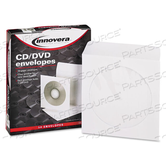 OEM#: IVR39403CD/DVD КОНВЕРТЫ, ПРОЗРАЧНОЕ ОКНО, ВМЕСТИМОСТЬ 1 ДИСК, БЕЛЫЕ, 50/УПАКОВКА от Innovera
