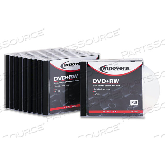 OEM#: 46846DVD+RW ПЕРЕЗАПИСЫВАЕМЫЙ ДИСК, 4,7 ГБ, 4X, ТОНКИЙ КОРОБ JEWEL, СЕРЕБРИСТЫЙ, 10 В УПАКОВКЕ от Innovera