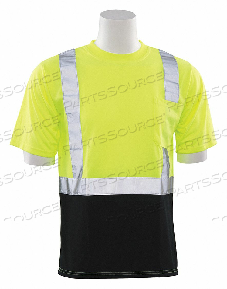 OEM#: 633139604S AWARE WEAR HI-VIS SHORT SLEEVE T-SHIRT, CLASS 2, HI-VIS LIME/BLACK, 5XL by ERB Safety
