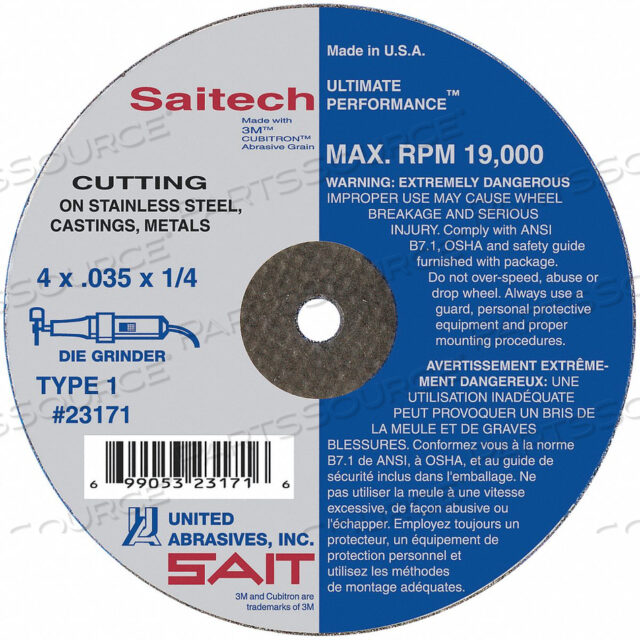 OEM#: 23169ОТРЕЗНОЙ КРУГ SAITECH 4 X.035 X3/8 от United Abrasives-Sait
